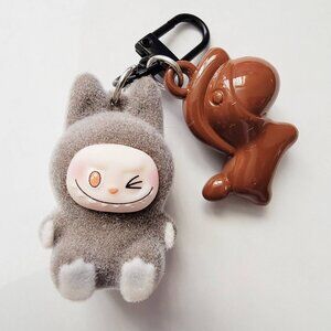 Have a Seat Labubu Keychain Ribbon Pom Pom Phone Charms, Bag Charms #19